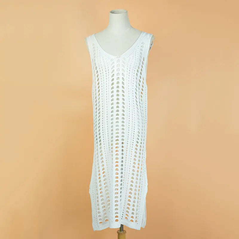 V-Neck Crochet Beach Dress Chic