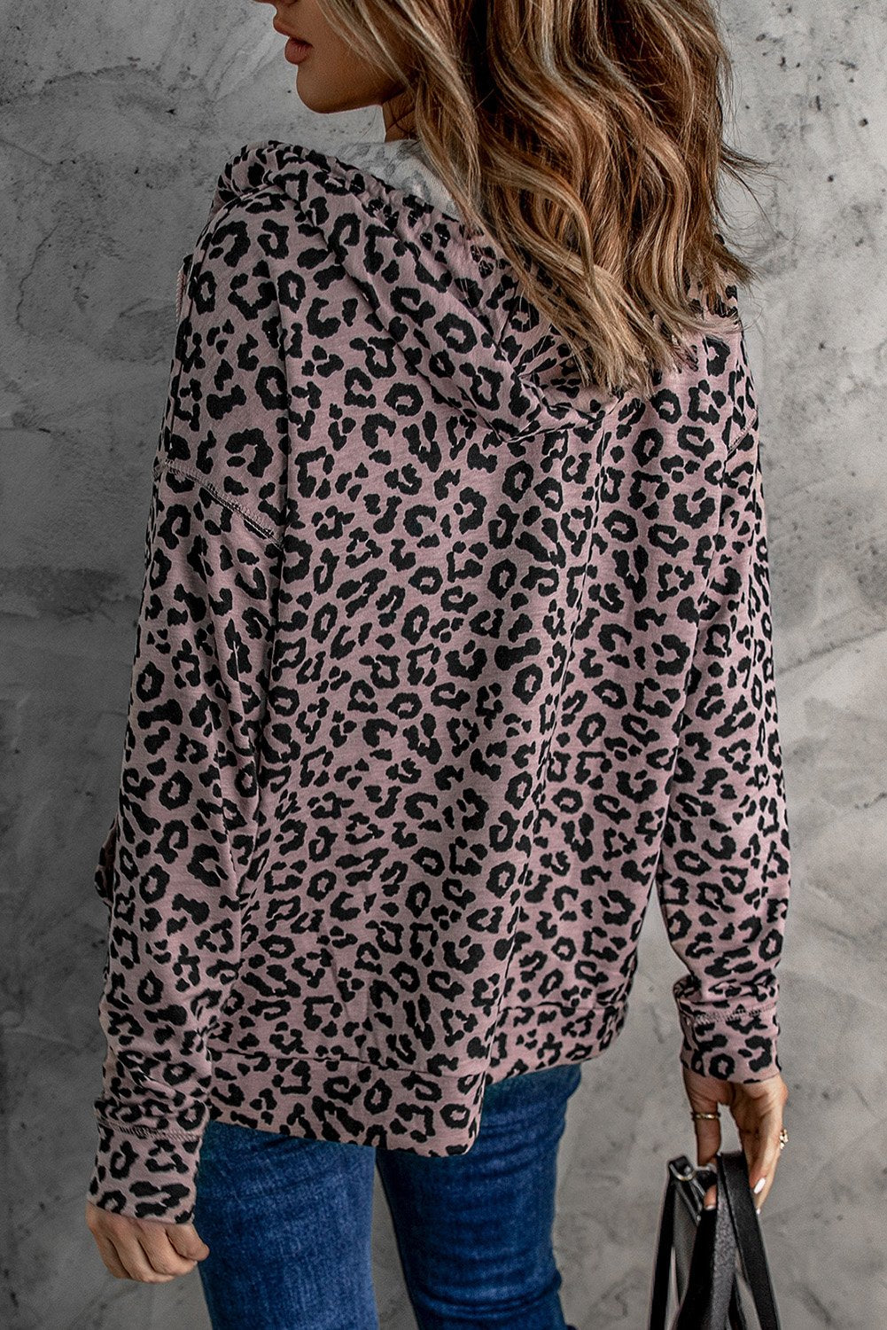 Leopard Zipper Hooded Coat