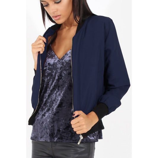 Navy Blue Bomber Jacket Womens