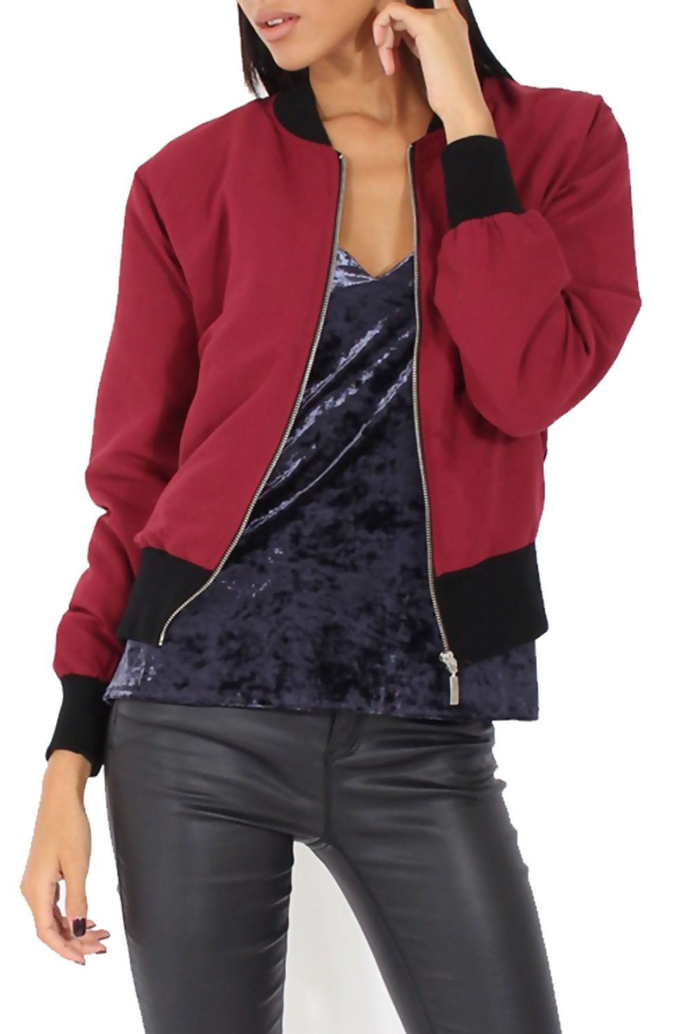 Navy Blue Bomber Jacket Womens