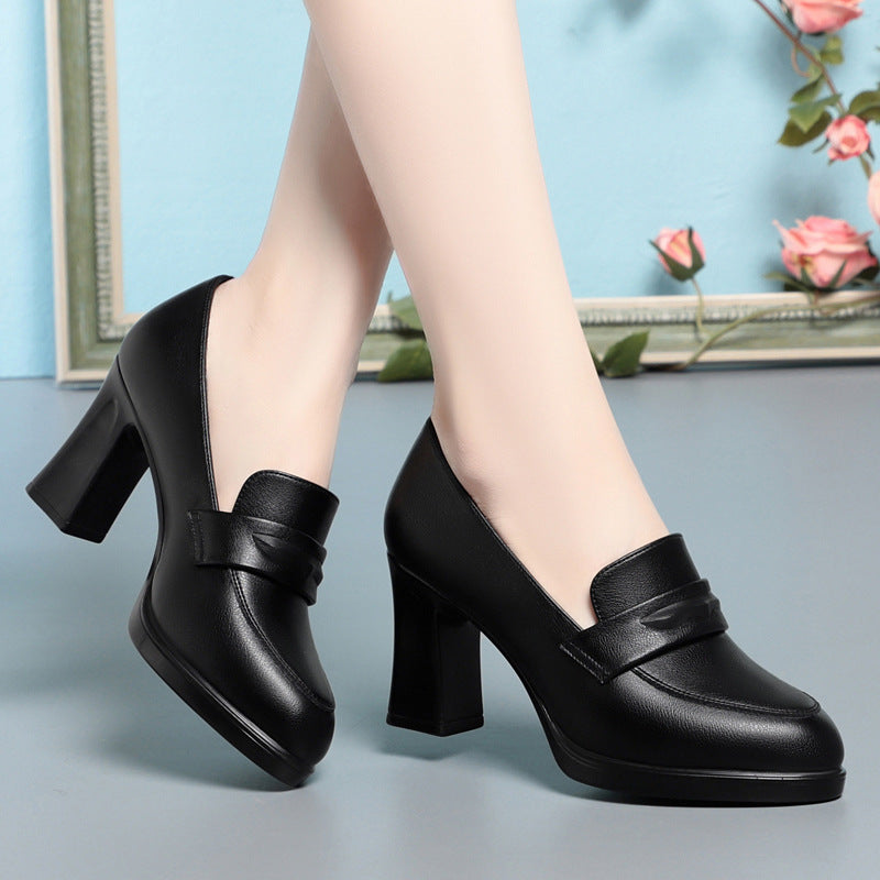 Women's Pumps Comfortable Round Head Chunky Heel Stable Soft Surface