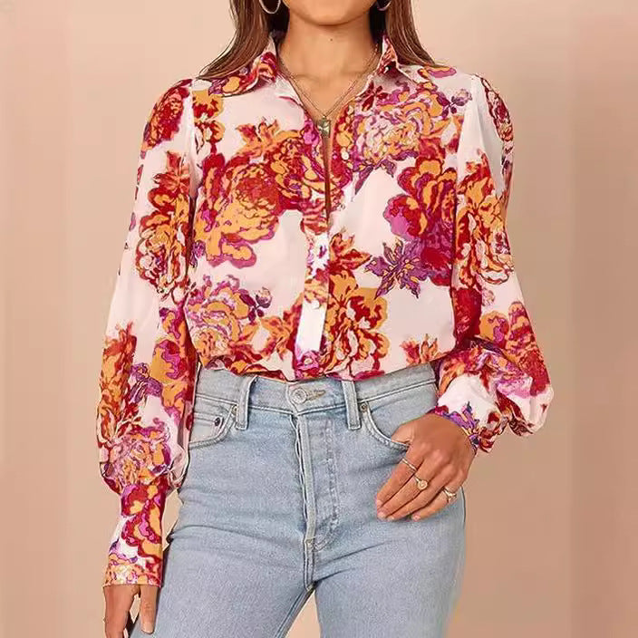 New Print Women's Fashion Button Shirt