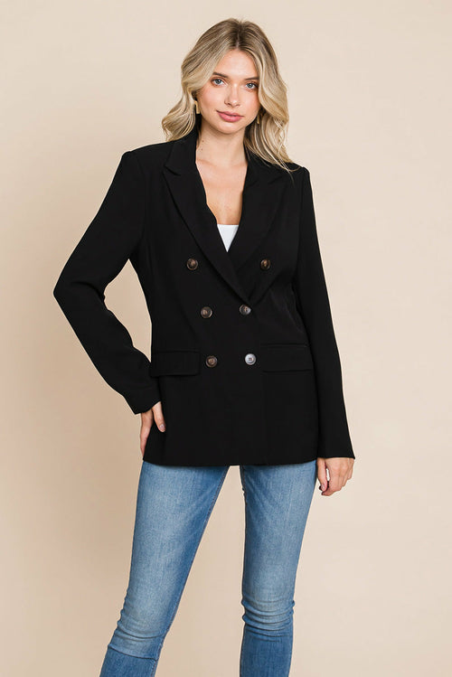 Double Breasted Lapel Collar Jacket Blazer