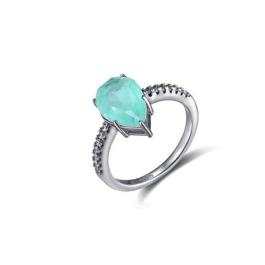 Classic pear shape tourmaline paraiba ring