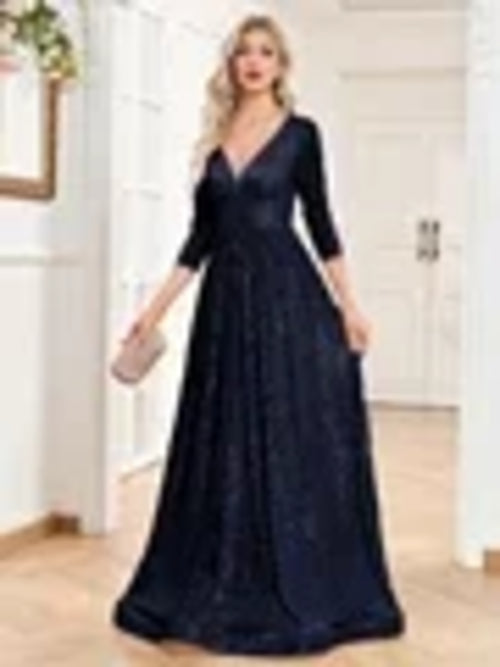 Lucyinlove Elegant V Neck Silver Sequin Evening Dress 2024 Women