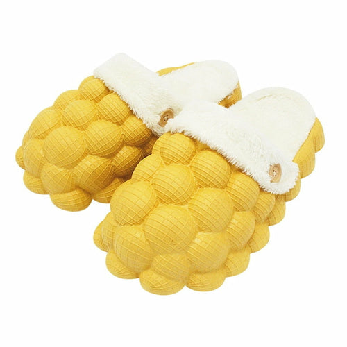 Non-slip Warm Cotton Bubble Home Slides Yellow/Pink/Black/Blue/Beige