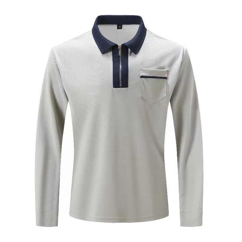 Mens Long Sleeve Zipper Polo Shirts