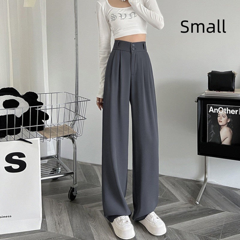 Ice Silk Wide-leg Pants Women's High Waist Drooping Suit Pants