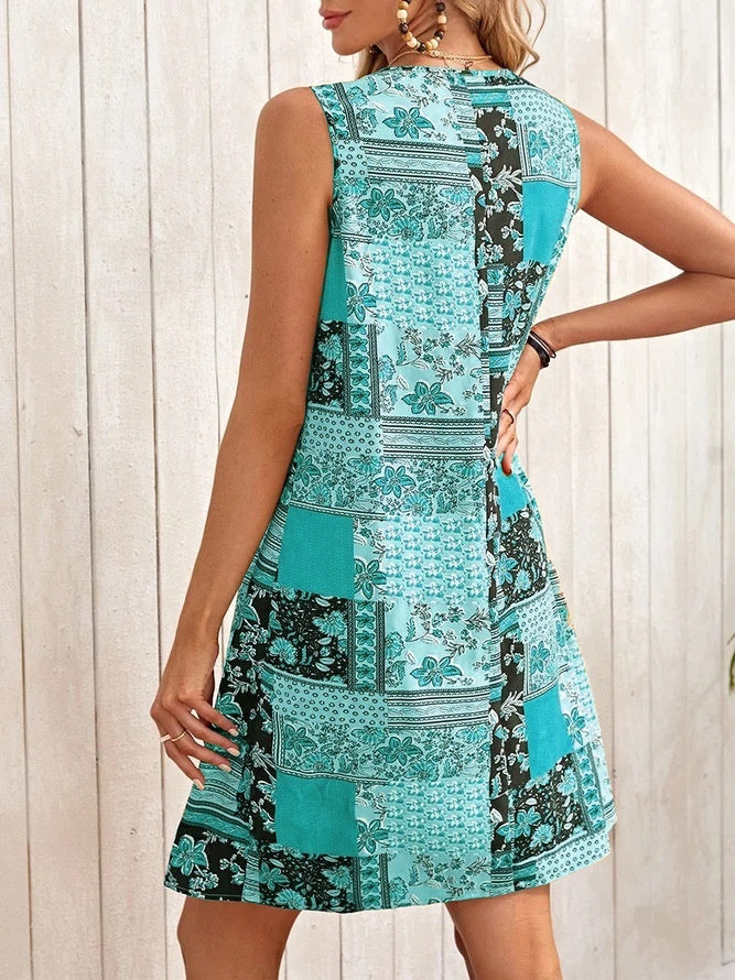 Sleeveless Printed Dress