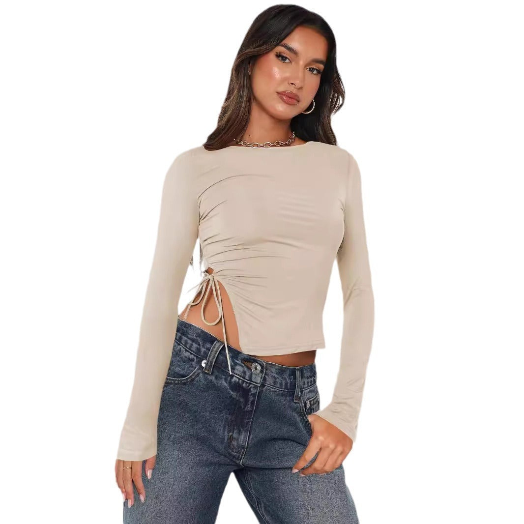 Women's Drawstring Off-shoulder Top