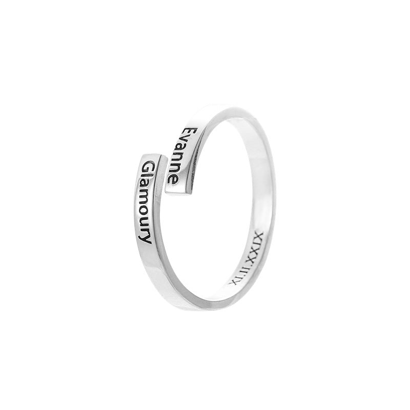 Full Silver 2-Name Ring