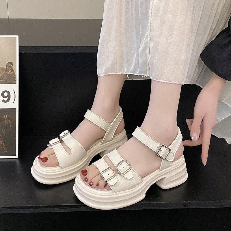 Summer New All-Match Platform Beach Shoes Strap Roman Sandals