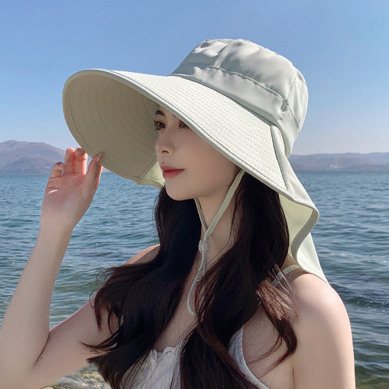 Sun Hat Big Brim Cover Face Summer UV Protection Shawl Bucket Hat Sun Protection Hat