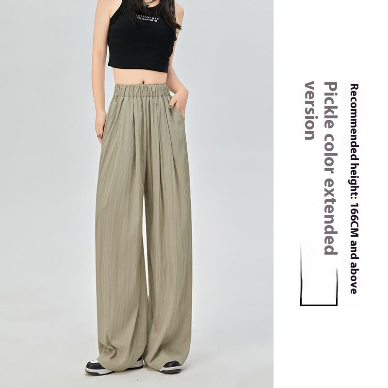 Thin High Waist Loose Casual Ice Silk Wide-leg Pants