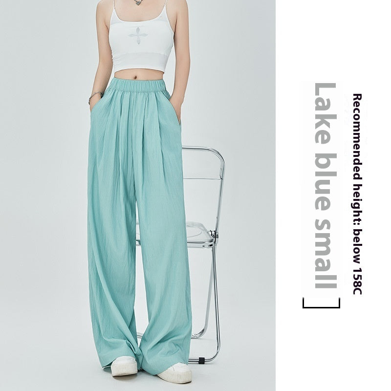 Thin High Waist Loose Casual Ice Silk Wide-leg Pants