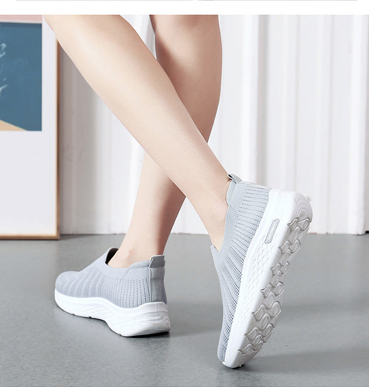 Casual Mesh Shoes Sock Slip On Flat Shoes For Women Sneakers Casual Soft Sole Walking Sports Shoe