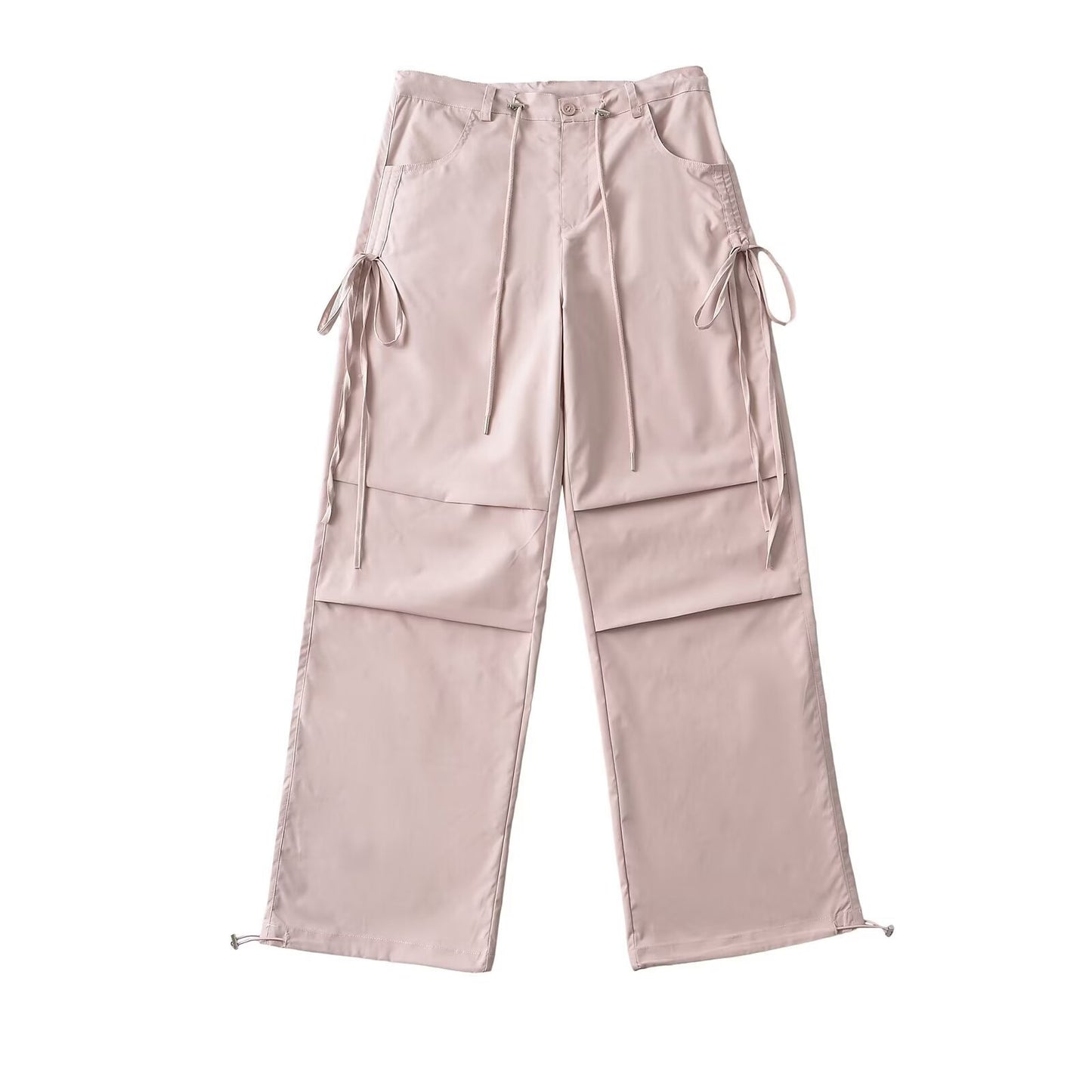 Women's American Side Drawstring Pleated Workwear Pants