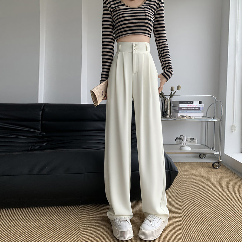 Ice Silk Wide-leg Pants Women's High Waist Drooping Suit Pants