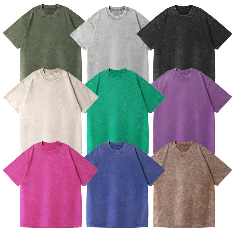 Retro Trendy Loose Drop-shoulder unisex Cotton T-shirt