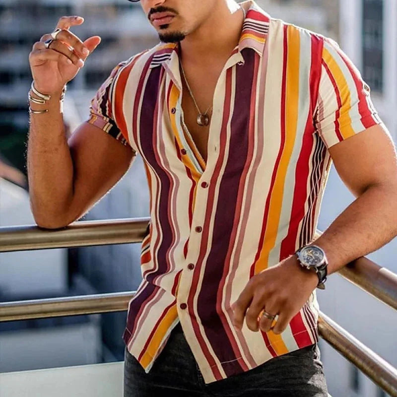 Men's Vintage Summer Stripped Shirt