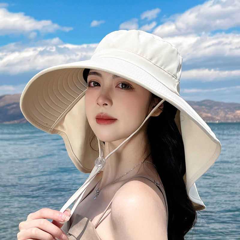 Sun Hat Big Brim Cover Face Summer UV Protection Shawl Bucket Hat Sun Protection Hat