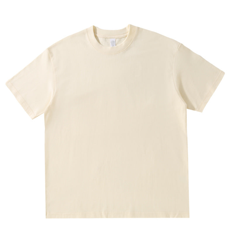 Round Neck Solid Colour Cotton T-shirt