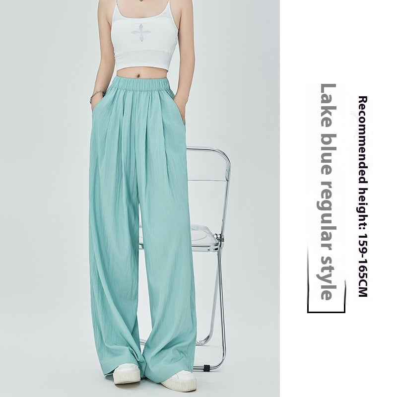 Thin High Waist Loose Casual Ice Silk Wide-leg Pants