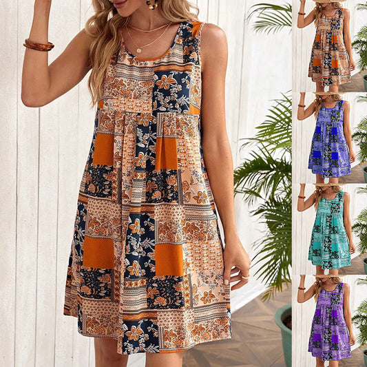 Sleeveless Printed Dress