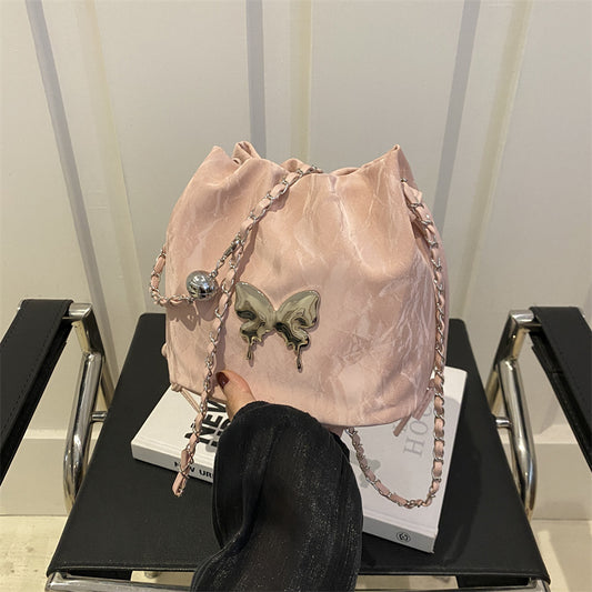 Chain Small Bag Female Butterfly Crossbody Single Shoulder Bucket Bag