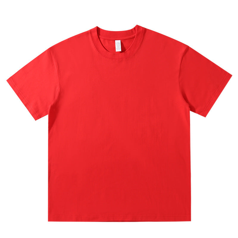 Round Neck Solid Colour Cotton T-shirt