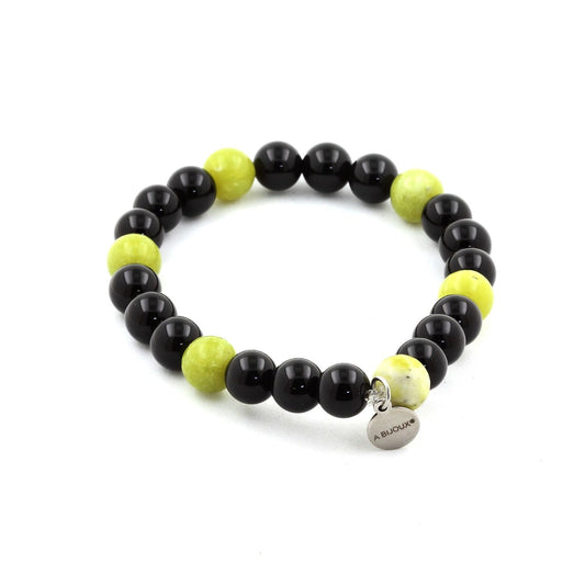 Black Agate Jade Bracelet 8 mm Beads.