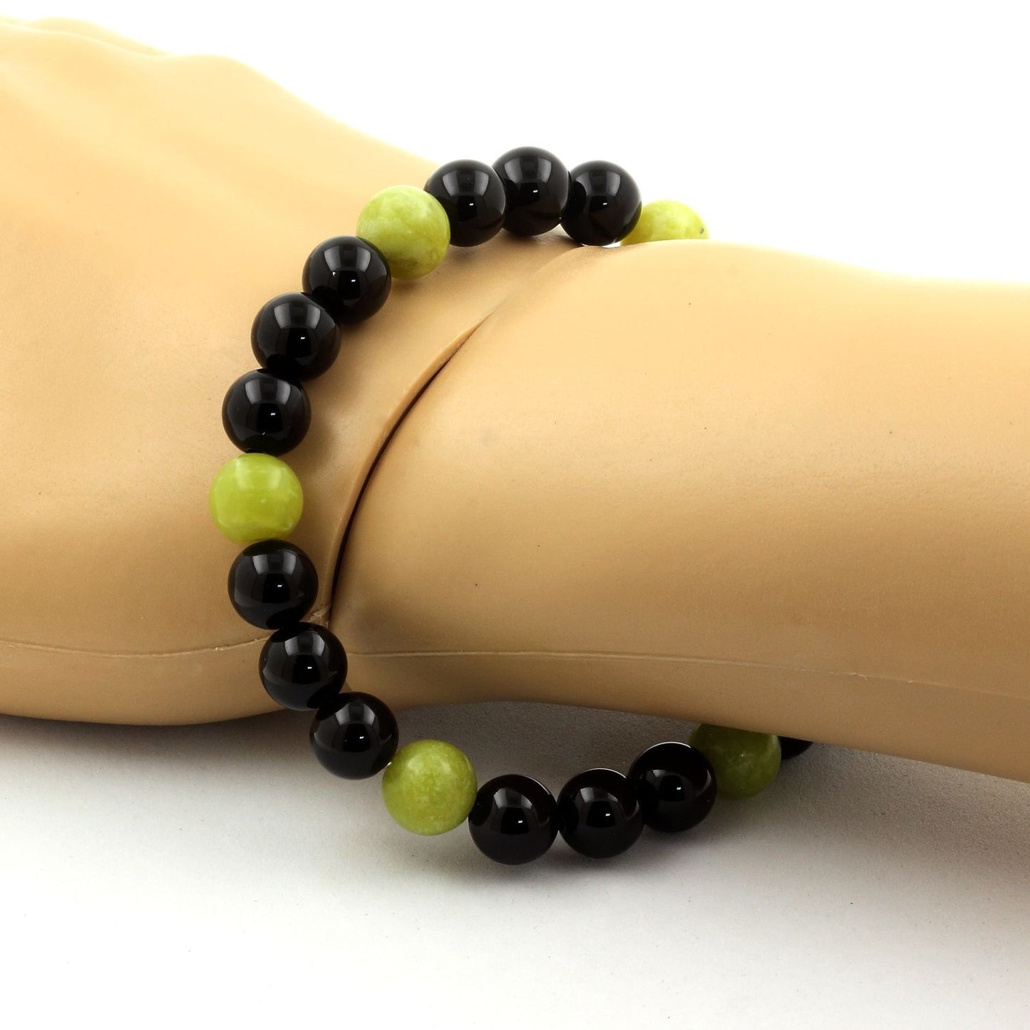 Black Agate Jade Bracelet 8 mm Beads.