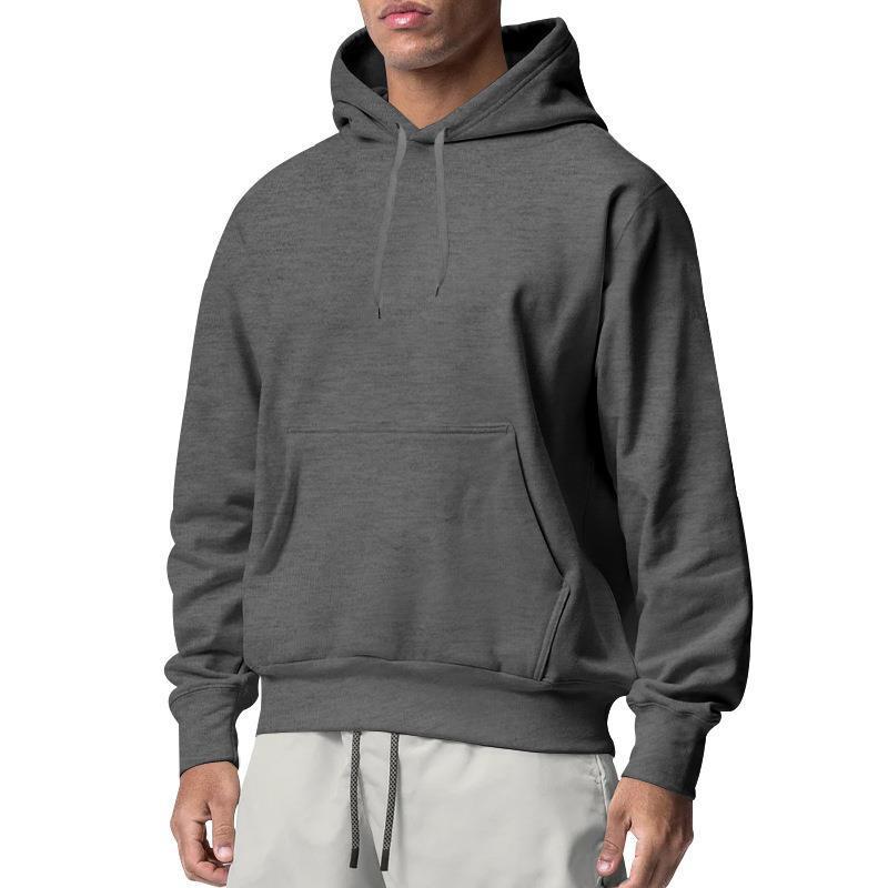 European And American Men's Sports Solid Color Fleece Sweater Hoodie