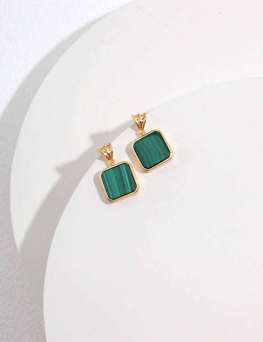 Green Malachite Dangle Earrings