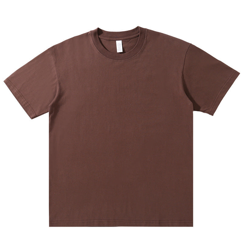 Round Neck Solid Colour Cotton T-shirt