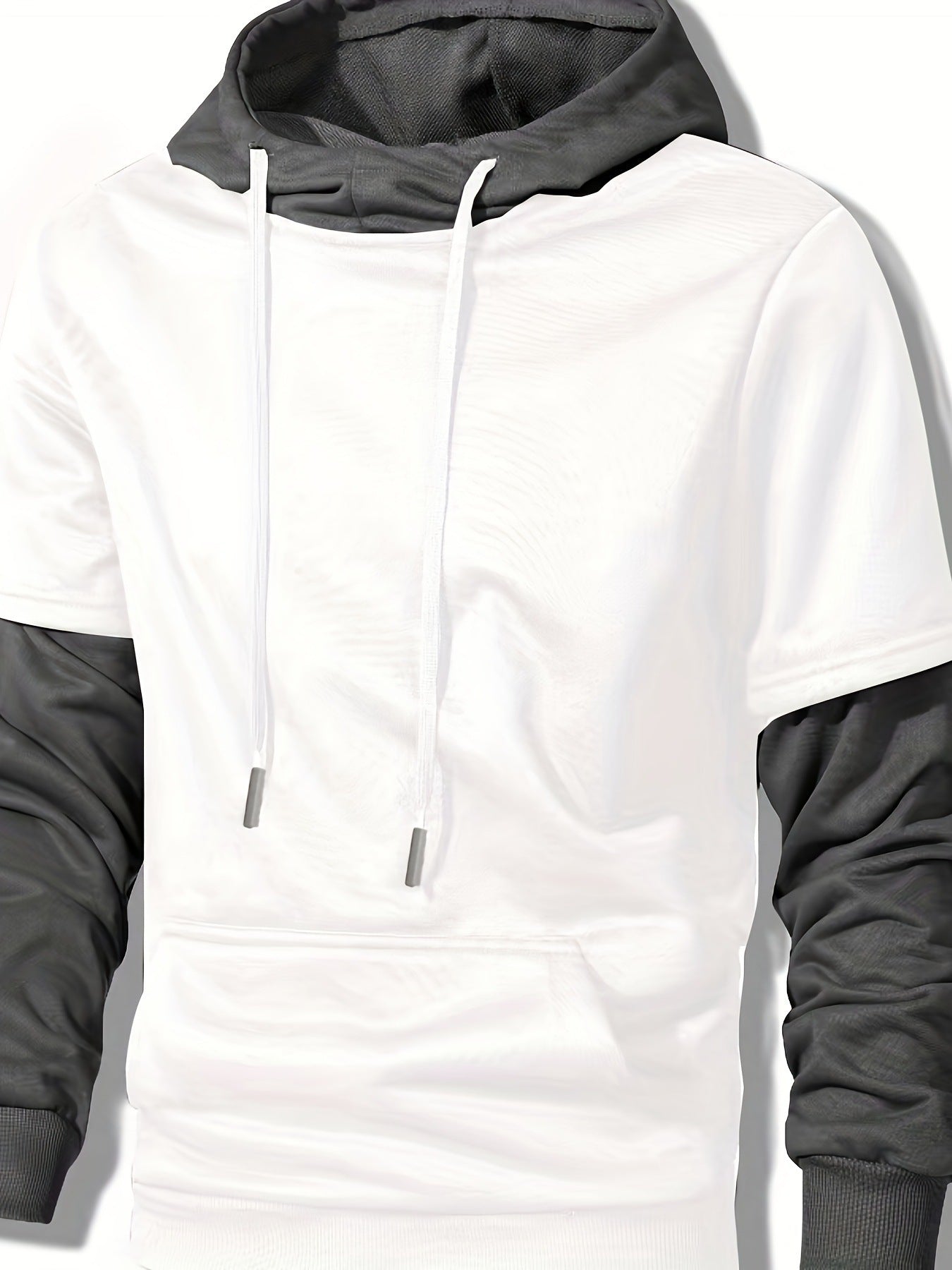 Men's Contrast Hooded Drawstring Sweater