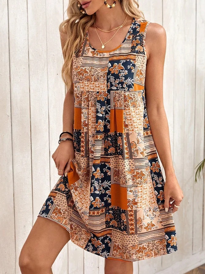 Sleeveless Printed Dress