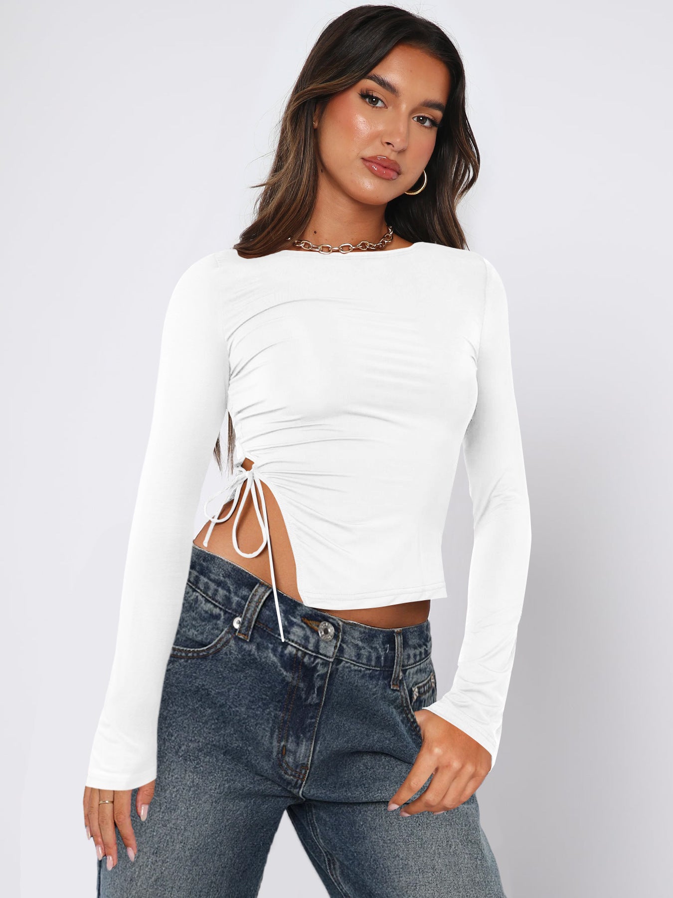 Women's Drawstring Off-shoulder Top