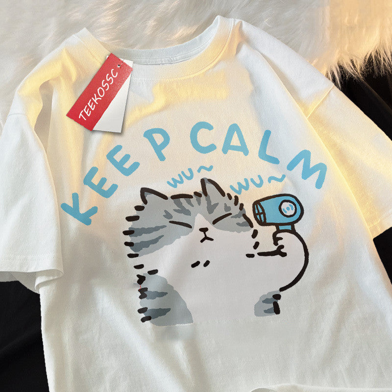 Keep Calm Cat Printed Men's T-shirt