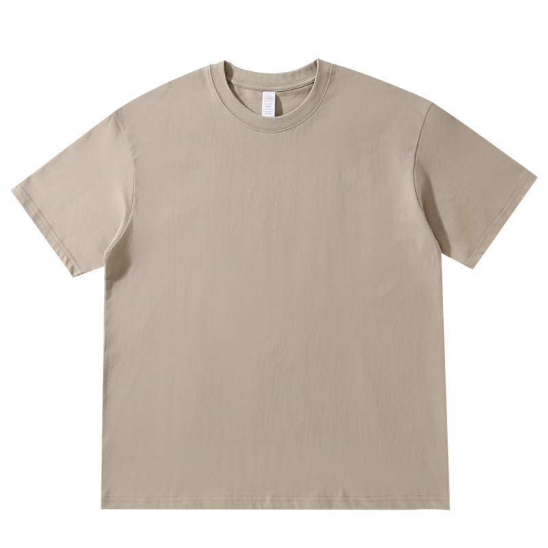 Round Neck Solid Colour Cotton T-shirt