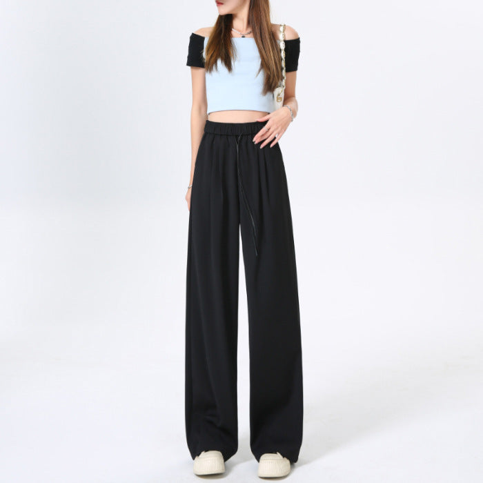 New High Waist Drooping Niche Straight Design Sense Loose Suit Pants Female