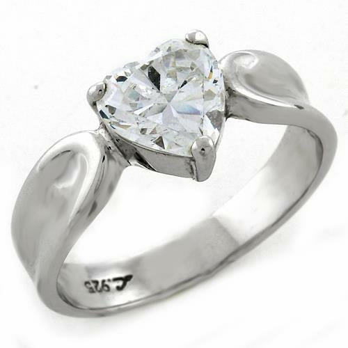 LOAS1061 - High-Polished 925 Sterling Silver Ring with AAA Grade CZ