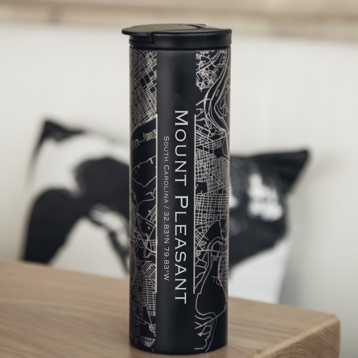 Mount Pleasant - South Carolina Map Tumbler in Matte Black